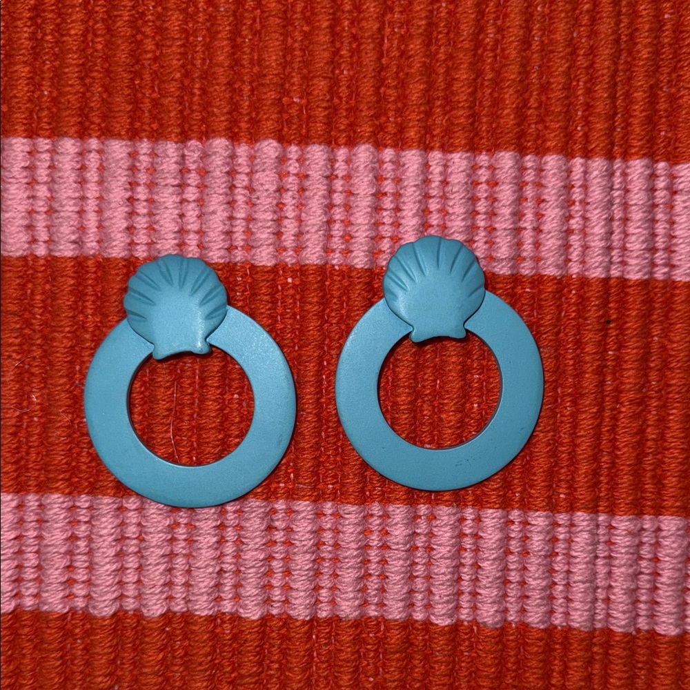 Blue Shell Hoop Earrings